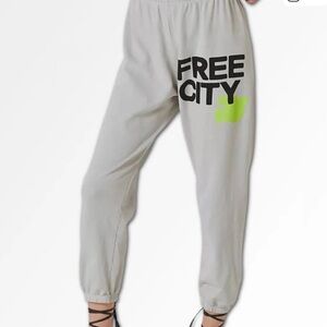 Freecity Gray Joggers with Neon Green Accent